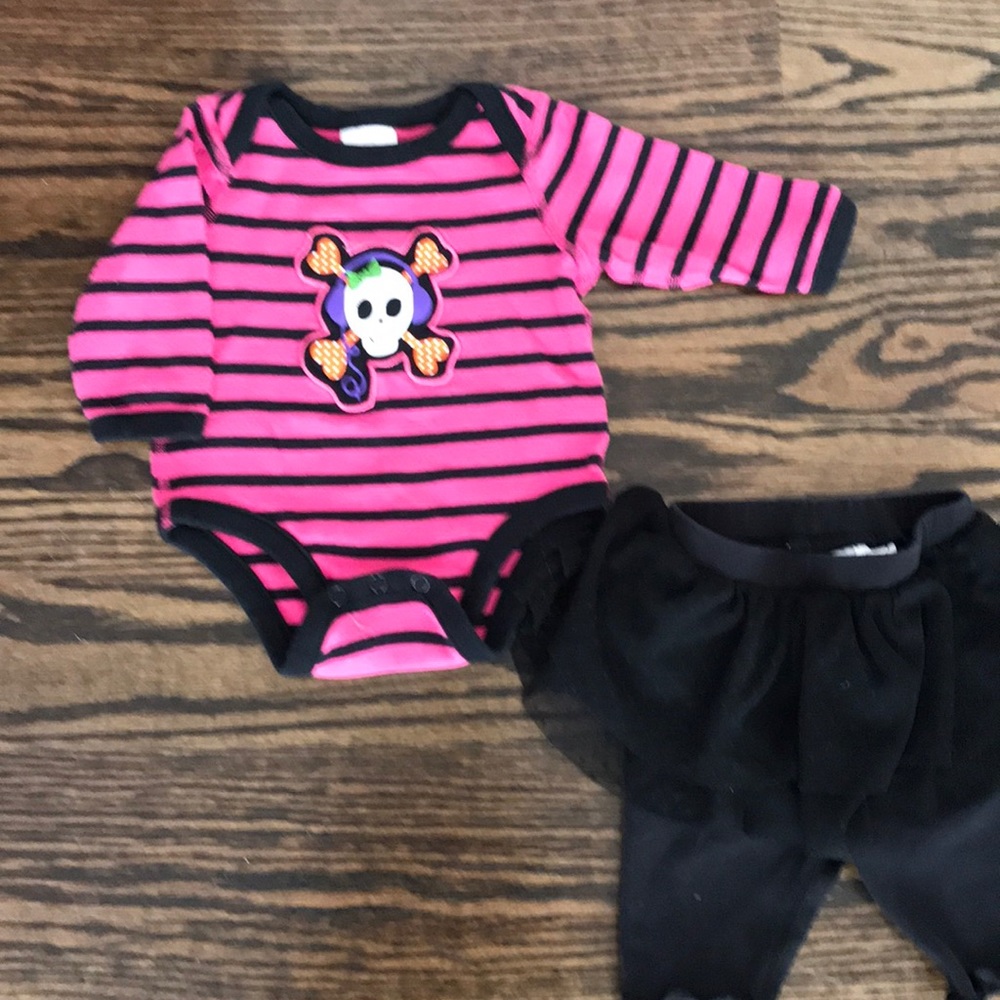 Hanna Anderson 2pc skull pant set nb g/ 50